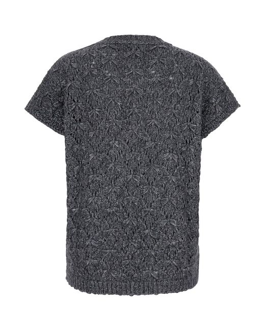 Fabiana Filippi Gray T-Shirt Merino-Alpaca Merino Wool