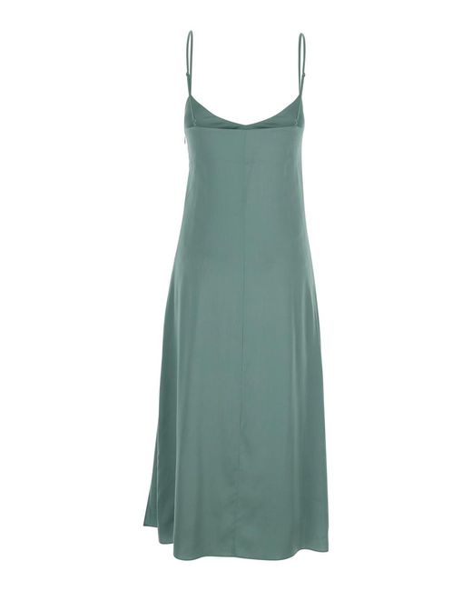 Acne Green Dress Docketta Vis Soft Satin Silk