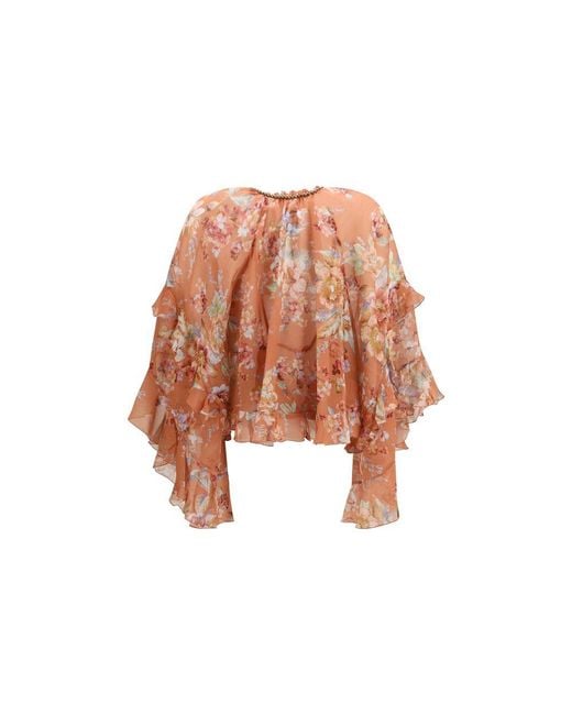 Zimmermann Pink Multicolor Cotton Blouse