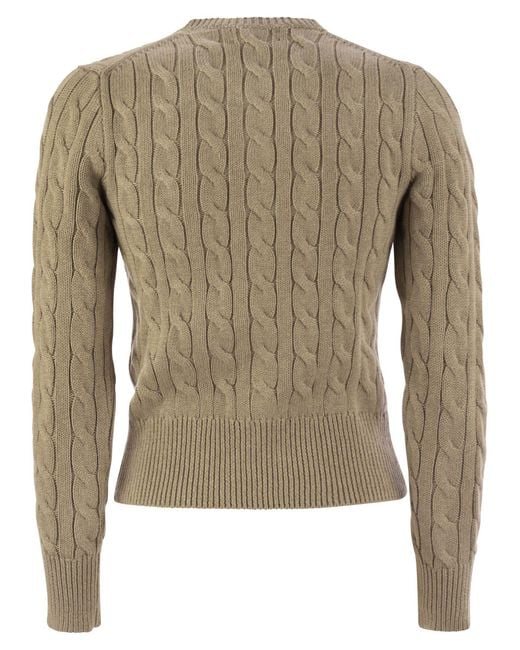Polo Ralph Lauren Brown Plaited Cardigan With Long Sleeves
