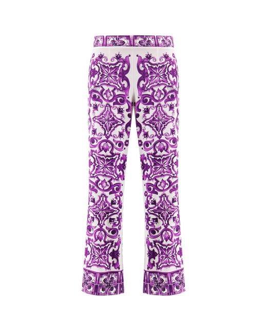 Dolce & Gabbana Purple Silk Trousers