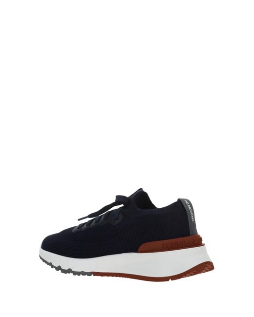 Brunello Cucinelli Blue Cotton Sneakers Upper: Cotton; Sole: Rubber for men