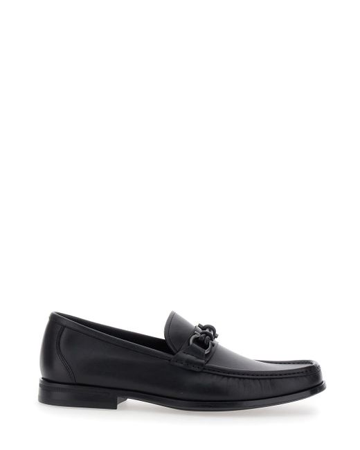Ferragamo White 'Alain' Loafers With Almond Toe And Gancini On The Front for men