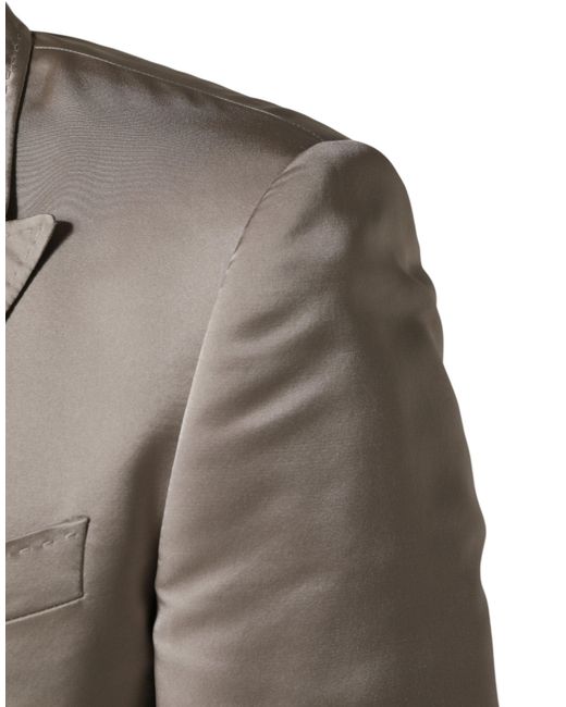 Dolce & Gabbana Gray Silk Single Breasted Jacket Blazer Clothing for men