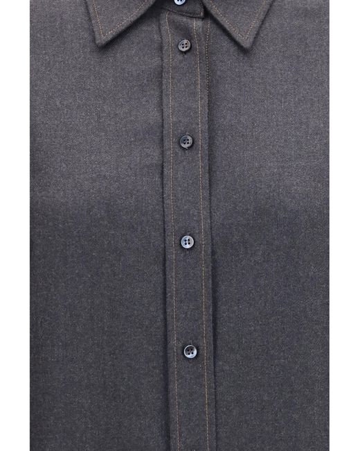 Brunello Cucinelli Blue Virgin Wool Shirt Fleece Ovis Aries