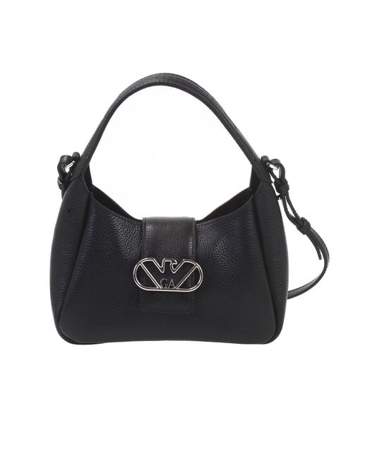 Emporio Armani Black Leather Hobo Handbag