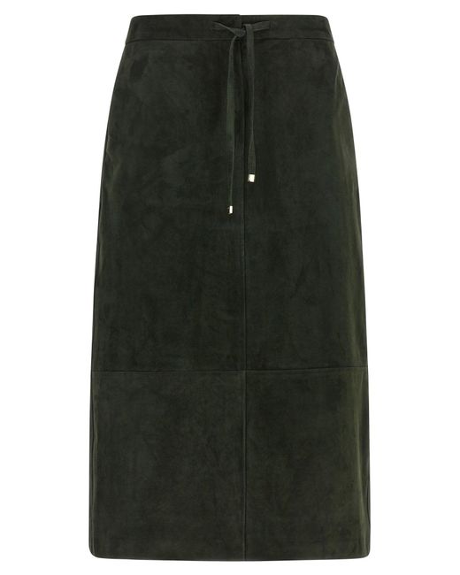 Max Mara Green Suede Longuette Skirt