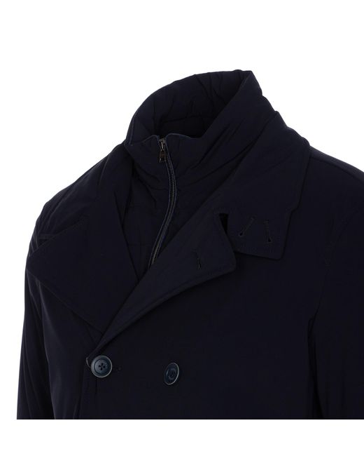 Herno Blue Double Breasted Button Washington Peacoat for men
