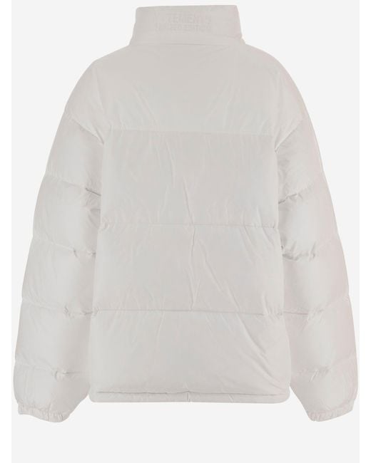 Vetements White Nylon Padded Jacket With Logo