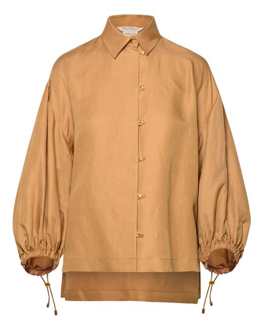 Max Mara Natural 'Rodeo' Clay Silk Blend Shirt