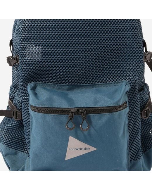 And Wander Blue Backpack With Mesh Panels Nylon Polyester Backpacks for men