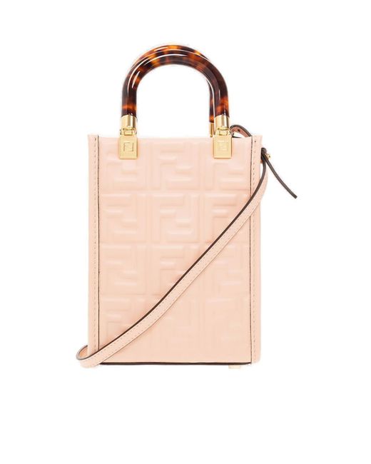 Fendi Pink Sunshine Logo Embossed Mini Shoulder Bag