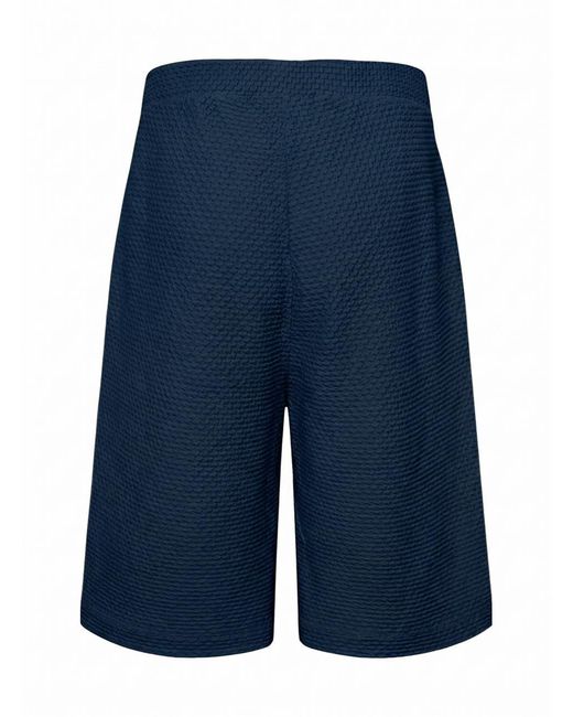 Emporio Armani Blue Embossed Two-Way Stretch Jersey Bermuda Shorts With Elasticated Waist And Logo Embroidery for men