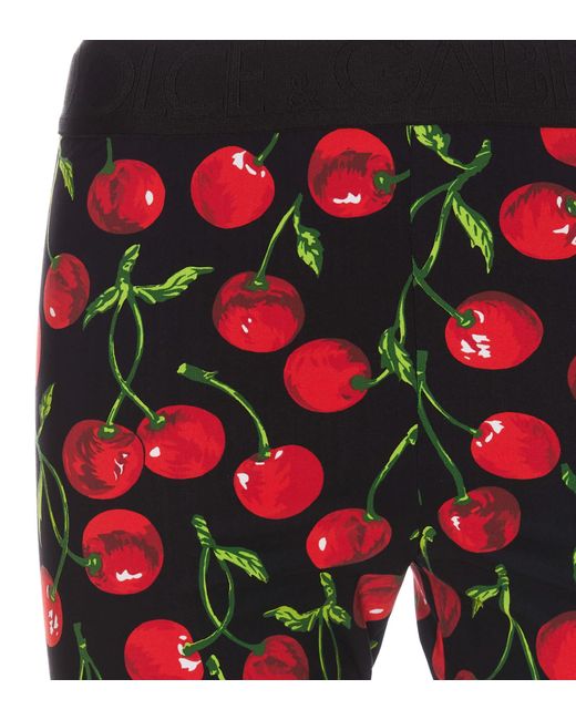 Dolce & Gabbana Red Cherry-Print Technical Jersey Leggings