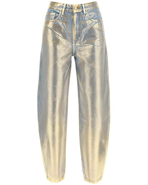 Ganni Gold Denim Stary Jeans | Lyst