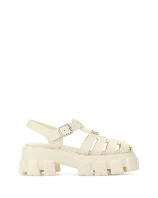Prada Natural Ivory Rubber Sandals