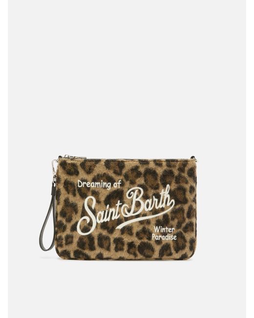 Mc2 Saint Barth Metallic Parisienne Crossbody Bag Leopard Wool Blend Pochette
