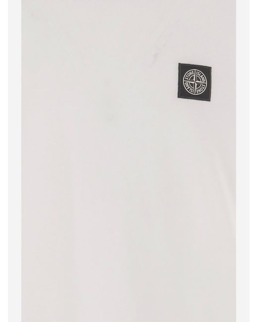Stone Island White Cotton T-Shirt T-Shirts for men