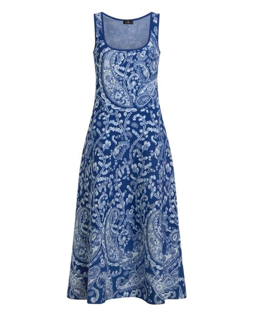 Etro Blue Midi Dress Viscose