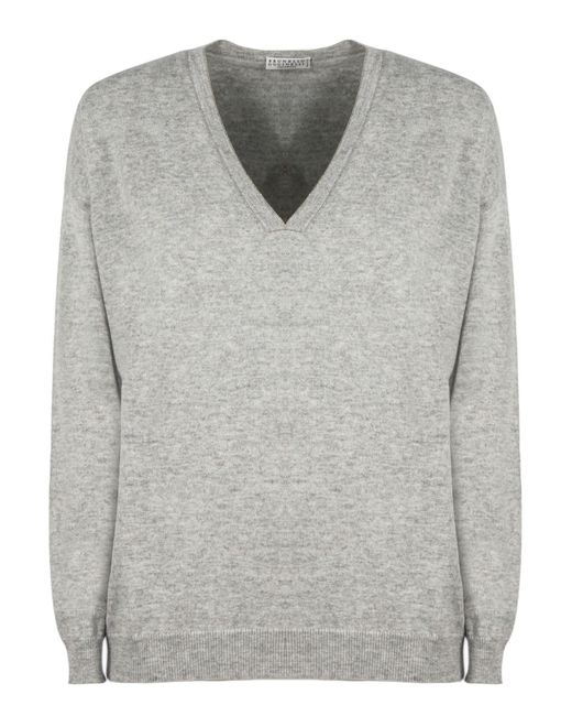 Brunello Cucinelli Gray Grey Cashmere Sweater