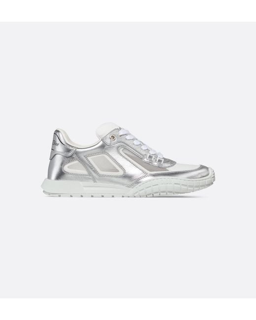 Dior White Metallic Leather Sneaker