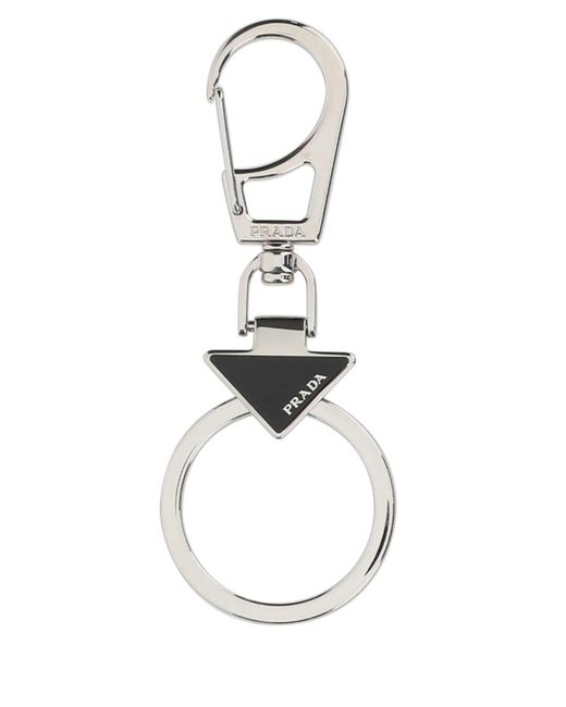 Prada White Metal Key Ring for men