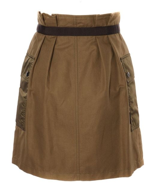 Moncler Brown High Waist Zipped Cargo Mini Skirt