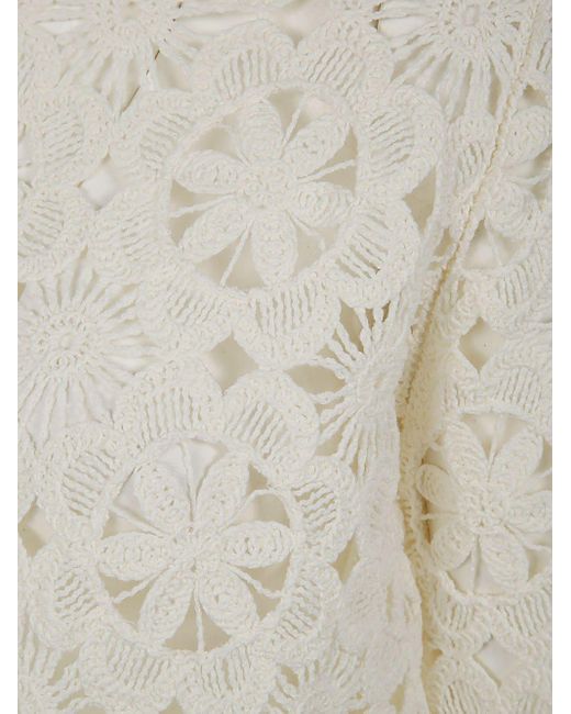 Twin Set White Lace Micro Cardigan