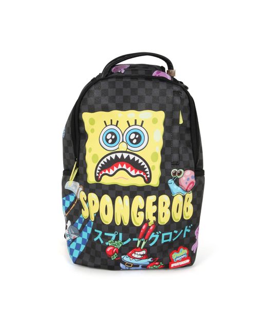 Sprayground Blue Spongebob Bubble Checkered 02 Dlxr Backpack for men