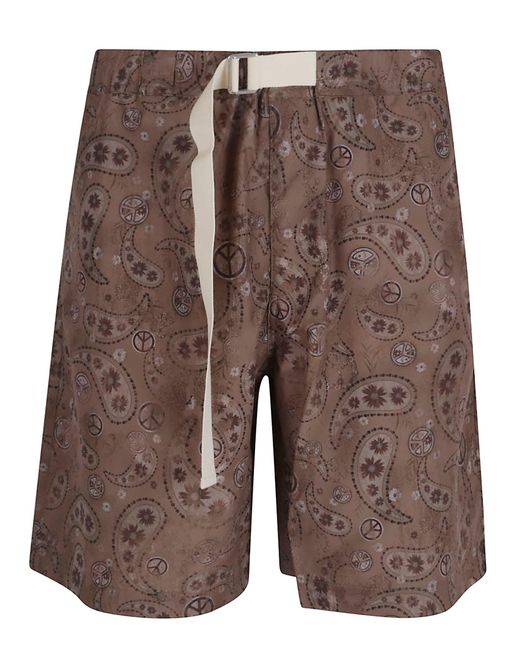 Emporio Armani Brown Paisley Patterned Bermuda Shorts for men