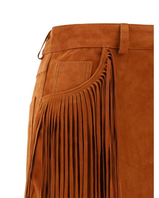 Wild Cashmere Orange Leather Skirt