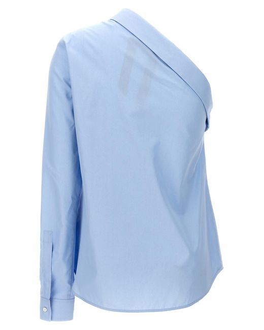 N°21 Blue One-shoulder Shirt With Logo Embroidery Shirt, Blouse
