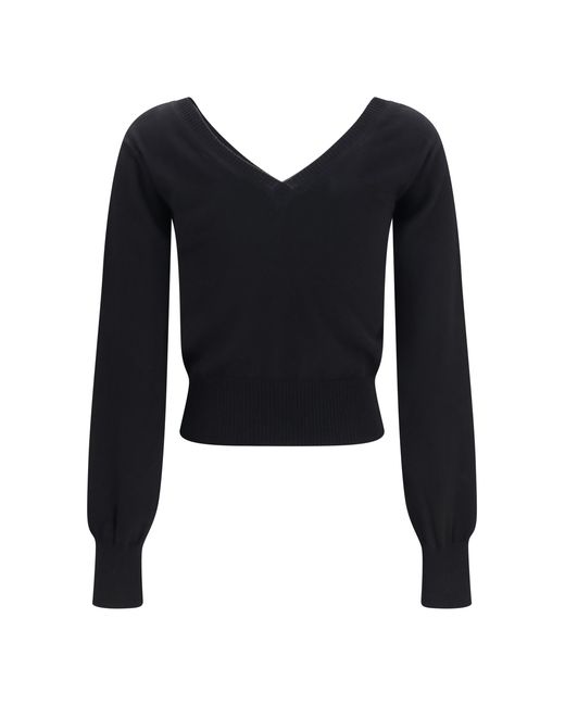 Vivienne Westwood Black V-Neck Sweater Beatrice Cotton Cashmere
