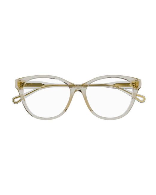 Chloé Metallic Chloe Eyeglasses Square Full Rim, Transparent Frame And Clear Demo Lens Ch0085O003