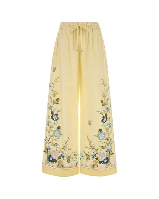 Self-Portrait Yellow Self Portrait Cotton Blend Wide-Leg Pant