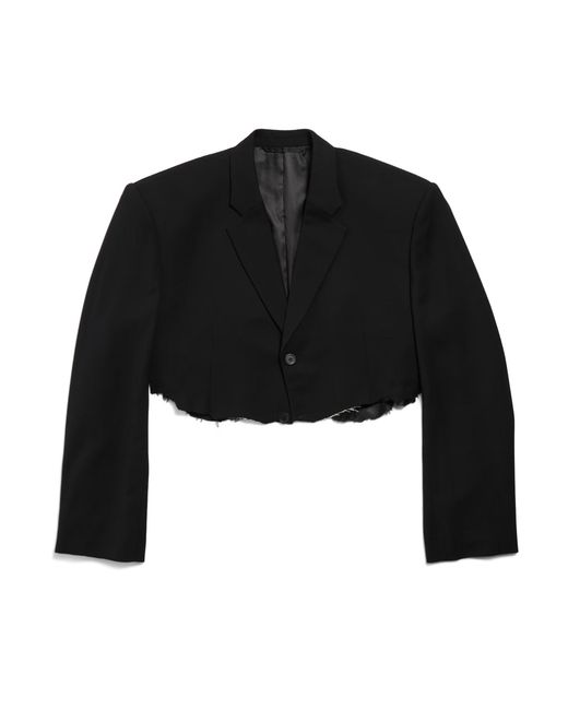 Balenciaga Black Cut-Off Single-Breasted Jacket