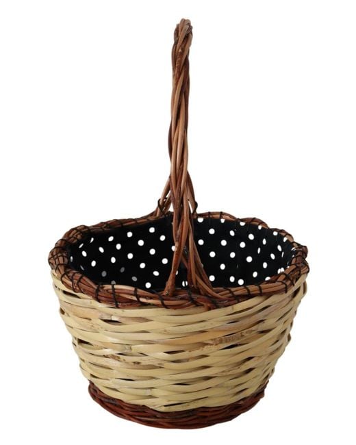 Dolce & Gabbana Black Wicker & Leather Basket Tote