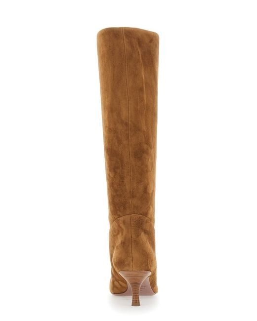 Paris Texas Brown Heeled Boots Rose 60 Goat Leather