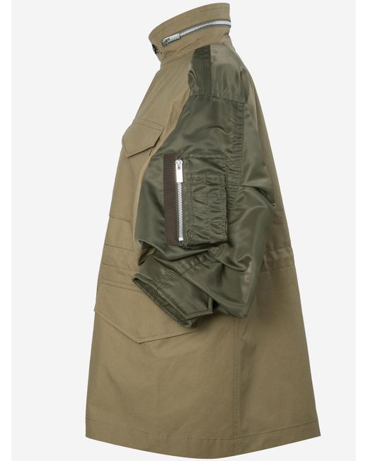 Sacai Green Short-Sleeve Cotton Jacket