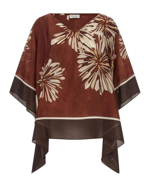 Brunello Cucinelli Brown Silk Blouse