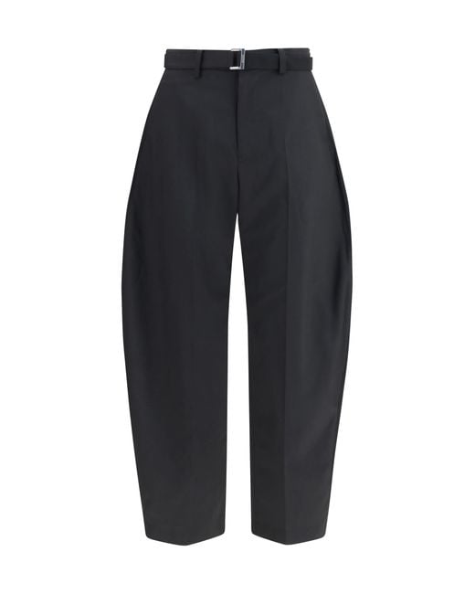 Sacai Blue Wool Tailored Pants With Belt Polyester; Cupro for men