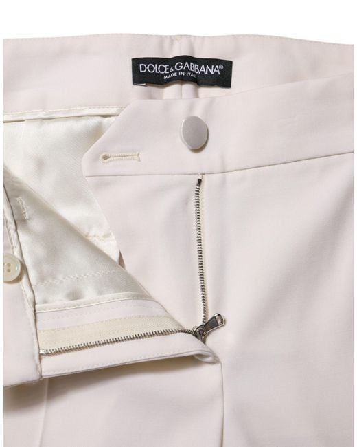 Dolce & Gabbana Gray Wool Mid Waist Tapered Trouser Pants Virgin Elastane