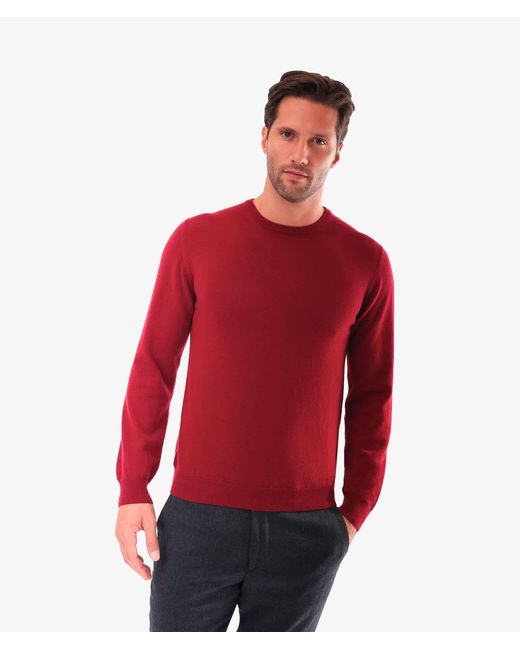 Larusmiani Red Crewneck Sweater Aspen Sweater for men