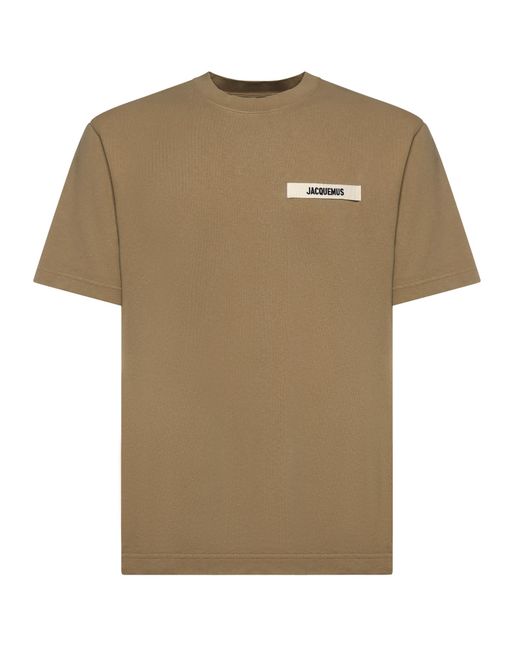 Jacquemus Natural Cotton T-Shirt With Logo for men