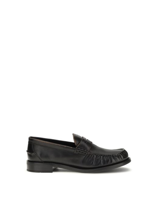 Prada Black Leather Loafers-Tan Calf