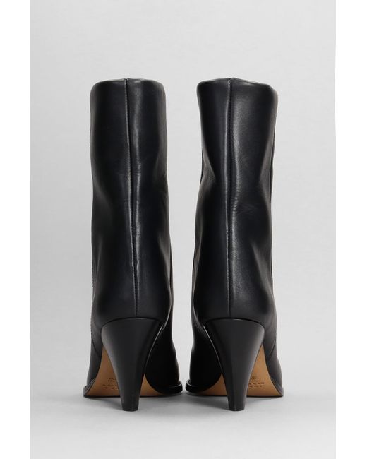 Isabel Marant Rouxa High Heels Ankle Boots In Black Leather