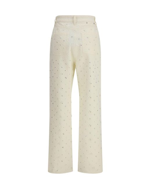 Golden Goose Deluxe Brand Natural Denim Pearl And Crystal Embroidered Pants