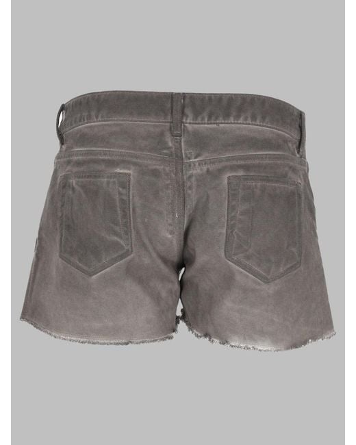 Rick Owens Gray Denim Shorts Lana Cut Offs Cotton