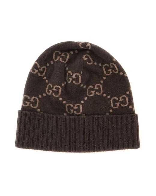 Gucci Brown Hat Gg Jacquard Cashmere for men