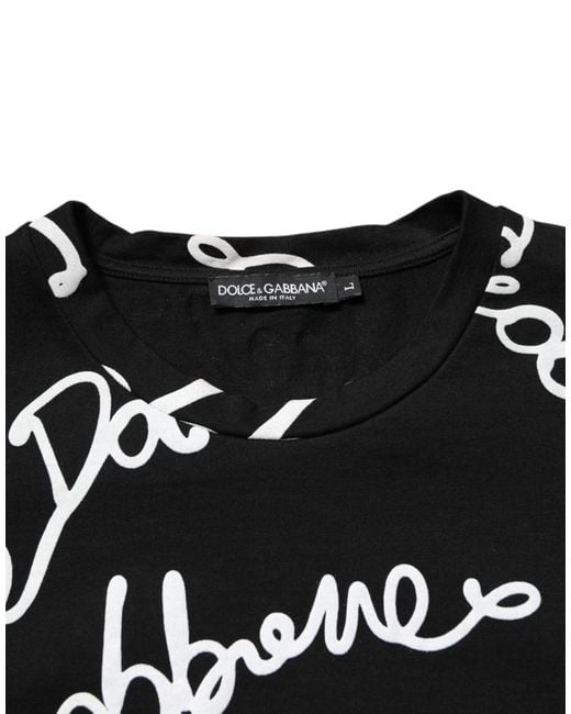 Dolce & Gabbana Black Logo Print Short Sleeve Tee for men